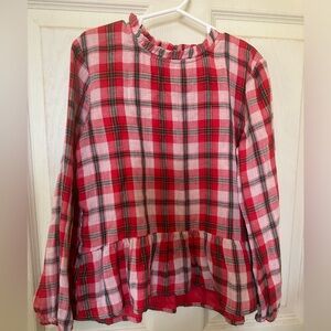 EUC Worn Once Cat&Jack Holiday Plaid Shirt with Glitter Strands
